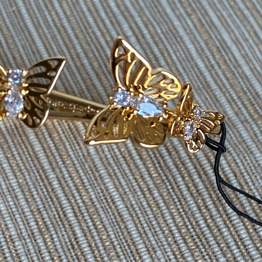 Kate Spade New York Gold Butterfly Hinged Bracelet With Cubic Zirconias